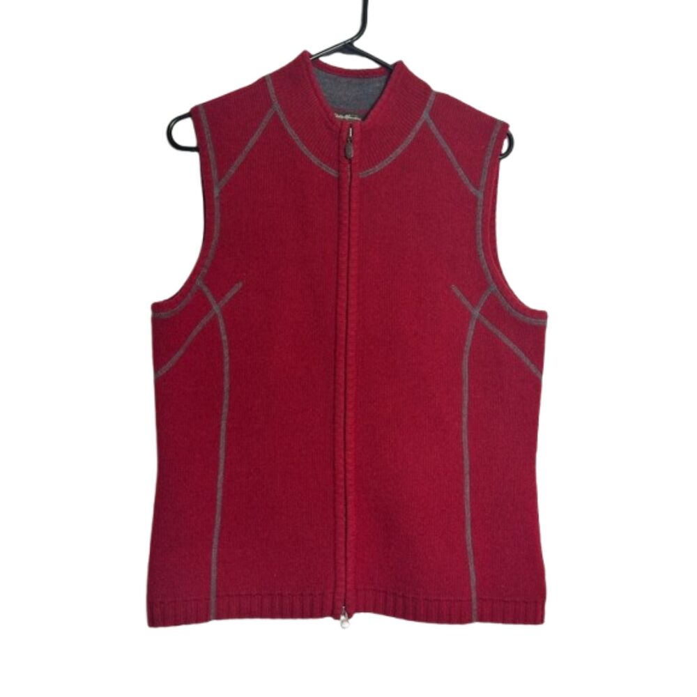 Eddie Bauer Lambs Wool Zip Up Sweater Vest Womens XL Gorpcore Preppy Outdoor